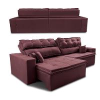 Sofá Retrátil e Reclinável 2,32m Luxos Cama inBox Velusoft Vinho - 7