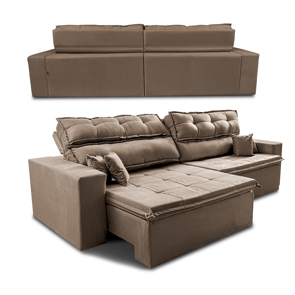 Sofá Retrátil e Reclinável 2,32m Luxos Cama inBox Velusoft Castor - 7