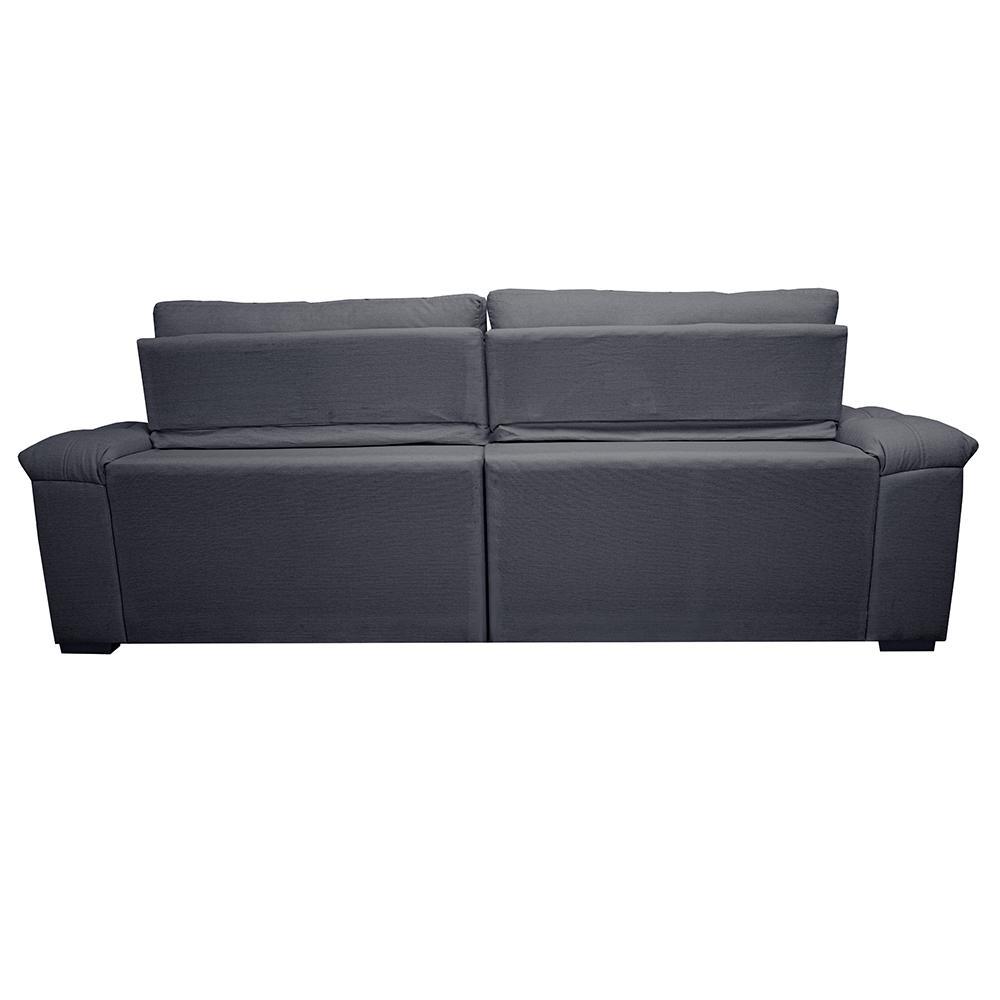 Sofá Retrátil e Reclinável 2,35m Molas Ensacadas Cama inBox Big Home com Bordado 3D Linho Cinza Escuro - 6