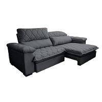 Sofá Retrátil e Reclinável 2,35m Molas Ensacadas Cama inBox Big Home com Bordado 3D Linho Cinza Escuro - 8