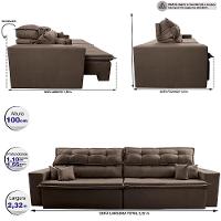 Sofá Retrátil e Reclinável 2,32m Luxos Cama inBox Velusoft Café - 3