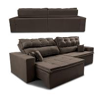 Sofá Retrátil e Reclinável 2,32m Luxos Cama inBox Velusoft Café - 7