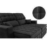 Sofá Retrátil e Reclinável 2,20m Molas Ensacadas e Costura Tripla Cama inBox Japão Velusoft Preto