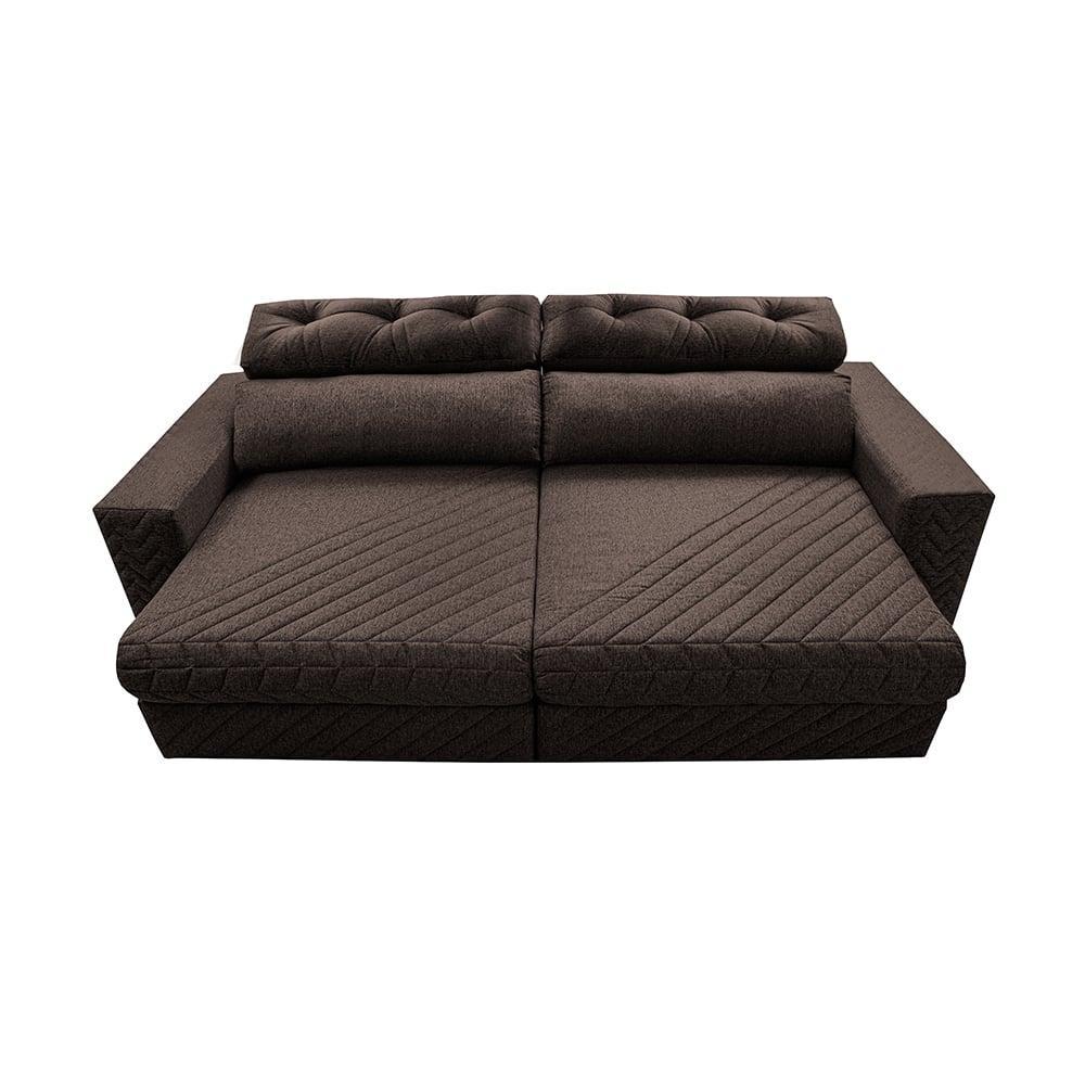 Sofá Retrátil e Reclinável 2,35m Molas Ensacadas Cama inBox Style Thermo Gel Linho Marrom - 5