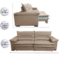 Sofá Retrátil e Reclinável 2,32m Molas Ensacadas Cama inBox Alemanha com Espuma Viscoelástico Velusoft Bege - 2