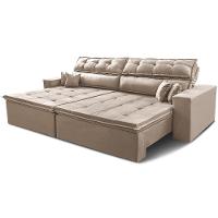 Sofá Retrátil e Reclinável 2,32m Luxos Cama inBox Velusoft Bege - 2