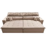 Sofá Retrátil e Reclinável 2,32m Luxos Cama inBox Velusoft Bege - 6