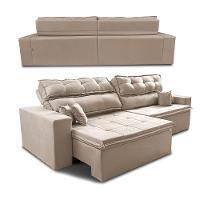 Sofá Retrátil e Reclinável 2,32m Luxos Cama inBox Velusoft Bege - 7