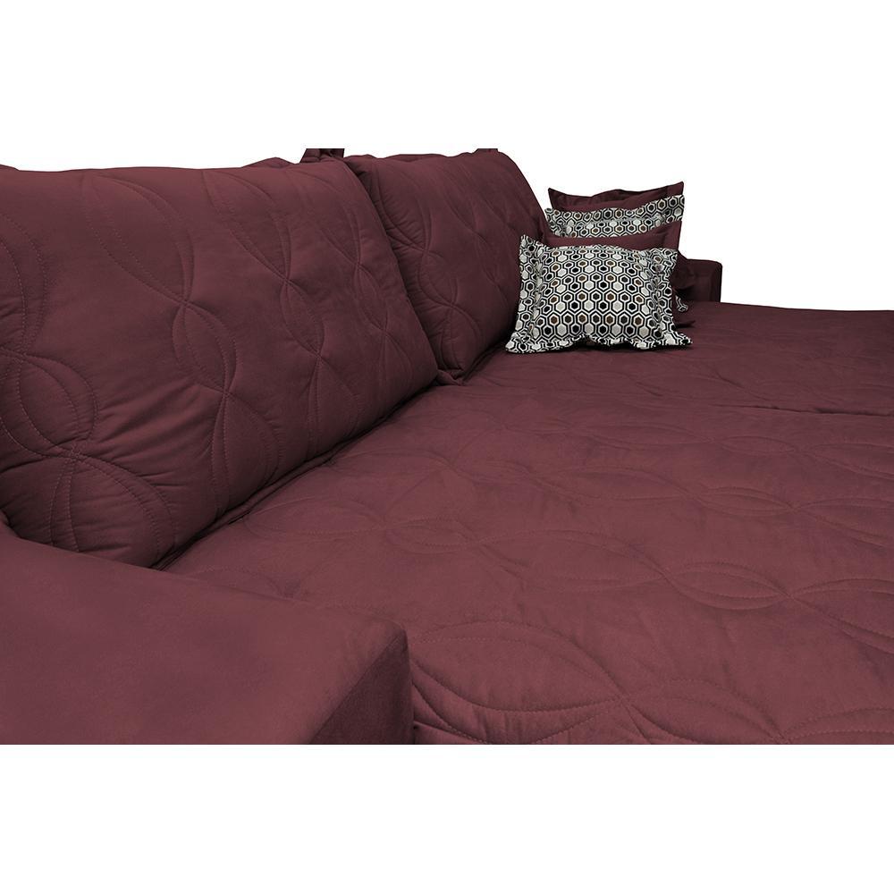 Sofá Retrátil e Reclinável 2,32m com Molas Ensacadas Cama Inbox Supreme Tecido Suede Velusoft Vinho - 4