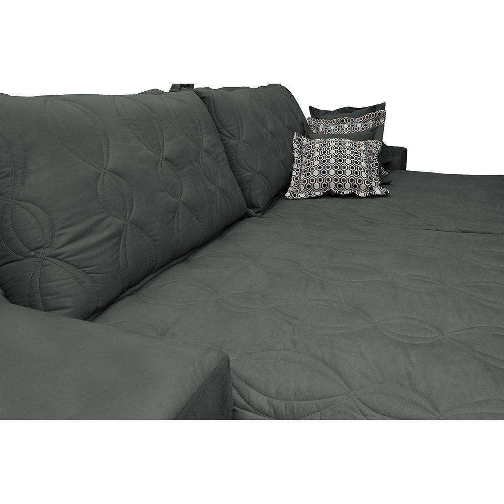 Sofá Retrátil e Reclinável 2,32m com Molas Ensacadas Cama Inbox Supreme Tecido Suede Velusoft Cinza - 4