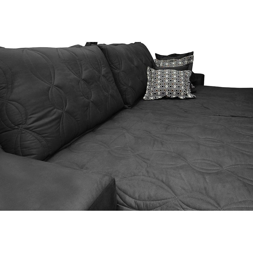Sofá Retrátil e Reclinável 2,32m com Molas Ensacadas Cama Inbox Supreme Tecido Suede Velusoft Preto - 8