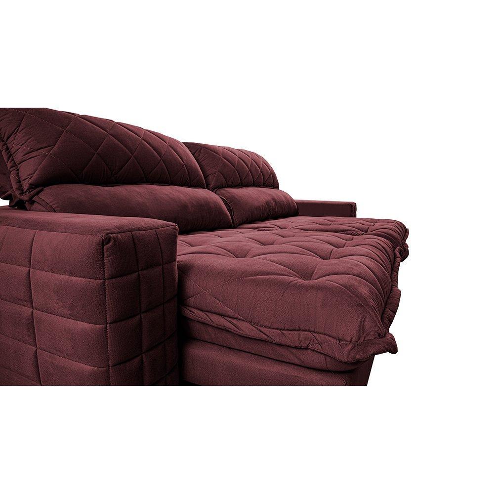 Sofá Retrátil e Reclinável 2,35m Molas Ensacadas Cama inBox Elegance com ThermoGel Velusoft Vinho - 4