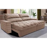 Sofá Retrátil e Reclinável 2,35m Molas Ensacadas Cama inBox Elegance com ThermoGel Velusoft Bege - 1