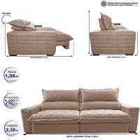 Sofá Retrátil e Reclinável 2,35m Molas Ensacadas Cama inBox Elegance com ThermoGel Velusoft Bege - 2