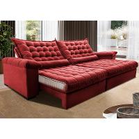 Sofá Retrátil e Reclinável 2,35m Molas Ensacadas Cama inBox Big Space com Bordado Velusoft Vermelho - 1