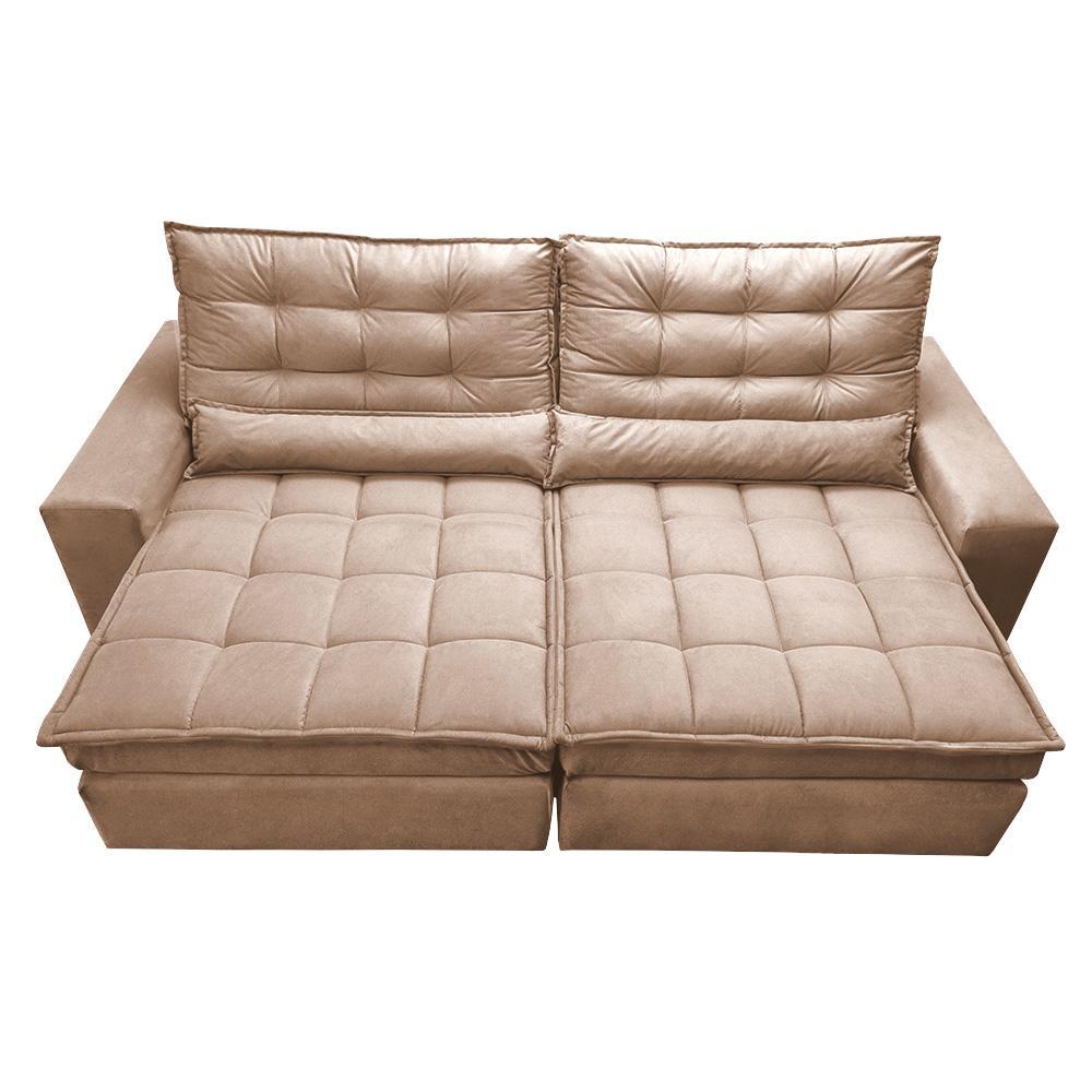 Sofá Retrátil e Reclinável 2,32m Molas Ensacadas Cama inBox Catar Velusoft Bege - 5