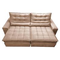 Sofá Retrátil e Reclinável 2,32m Molas Ensacadas Cama inBox Catar Velusoft Bege - 5