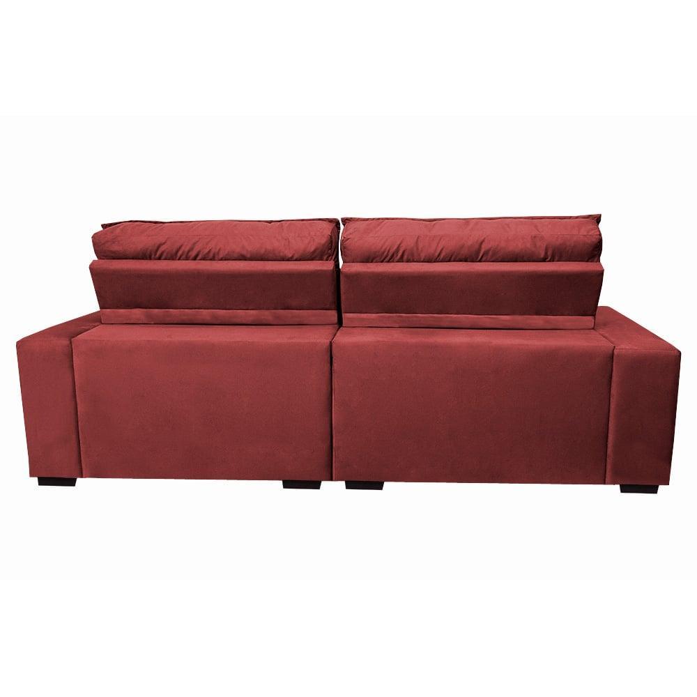 Sofá Retrátil e Reclinável 2,32m Molas Ensacadas Cama inBox Catar Velusoft Vermelho - 6