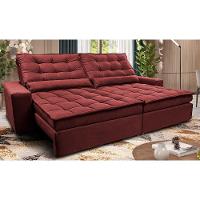 Sofá Retrátil e Reclinável 2,32m Molas Ensacadas Cama inBox Catar Velusoft Vermelho - 1
