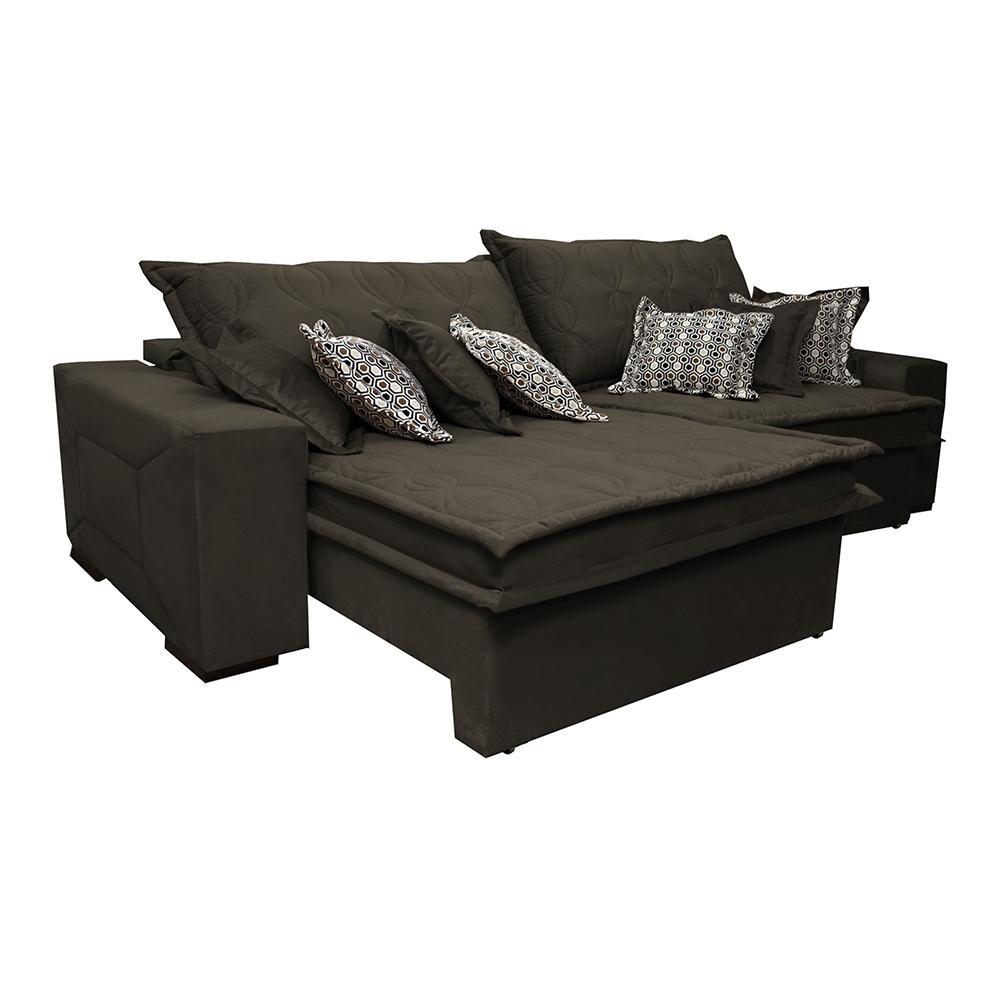 Sofá Retrátil e Reclinável 2,32m com Molas Ensacadas Cama Inbox Supreme Tecido Suede Velusoft Café - 7