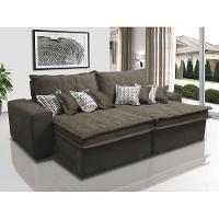 Sofá Retrátil e Reclinável 2,32m com Molas Ensacadas Cama Inbox Supreme Tecido Suede Velusoft Café - 1