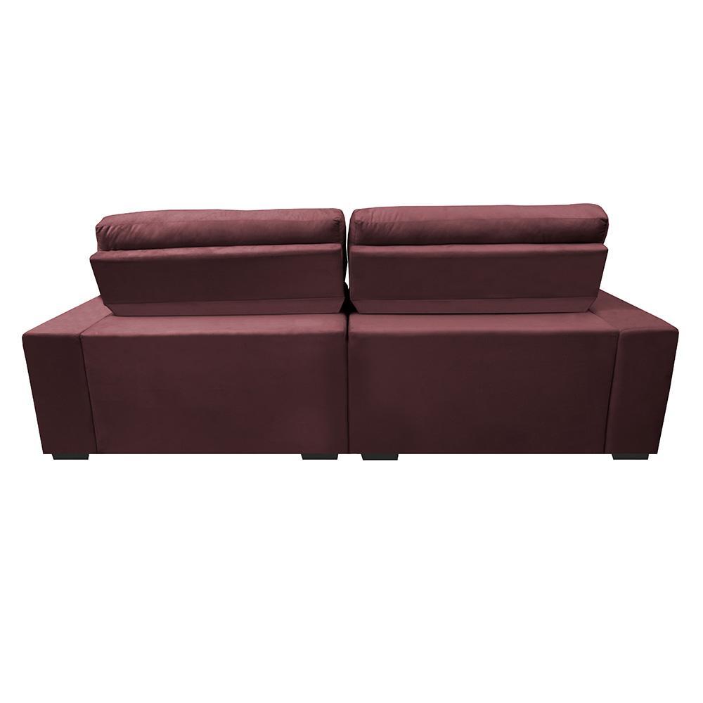 Sofá Retrátil e Reclinável 2,32m Molas Ensacadas Cama inBox Brasil Velusoft Vinho - 6