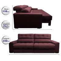 Sofá Retrátil e Reclinável 2,32m Molas Ensacadas Cama inBox Brasil Velusoft Vinho - 2