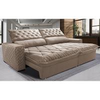 Sofá Retrátil e Reclinável 2,35m Molas Ensacadas Cama inBox Spazus com Bordado 3D Velusoft Bege - 2