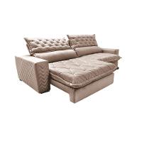 Sofá Retrátil e Reclinável 2,35m Molas Ensacadas Cama inBox Spazus com Bordado 3D Velusoft Bege - 8