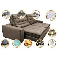 Sofá Retrátil e Reclinável 2,32m Molas Ensacadas Cama inBox Catar Velusoft Castor - 3