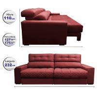 Sofá Retrátil e Reclinável 2,32m Molas Ensacadas Cama inBox Brasil Velusoft Vermelho - 2