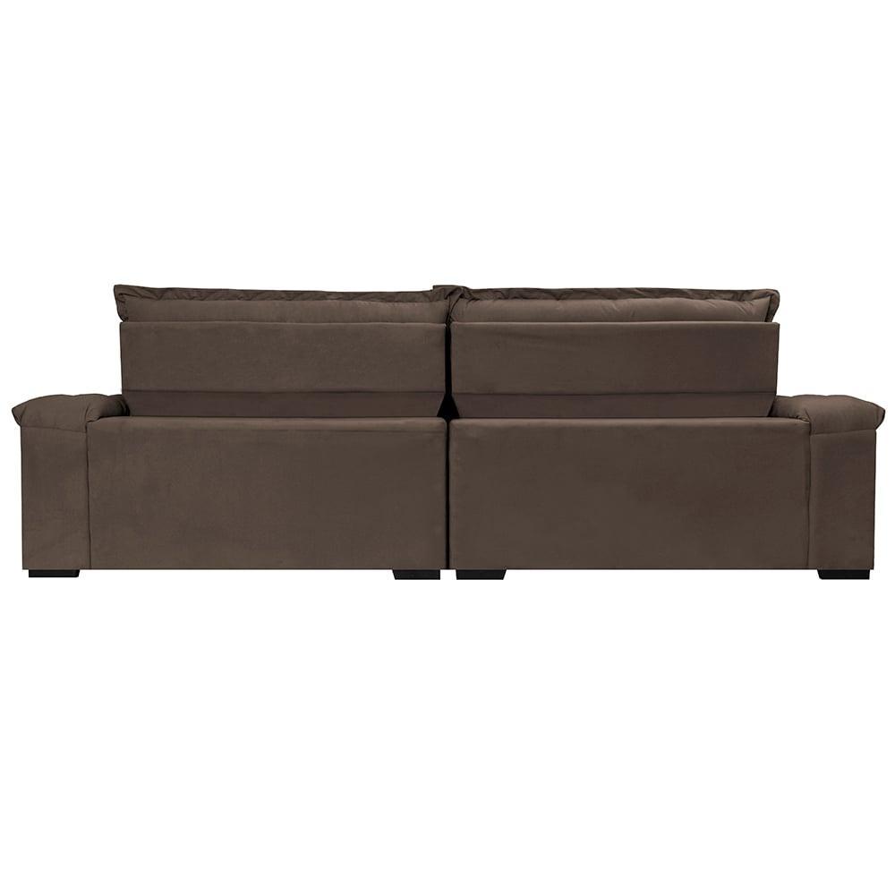Sofá Retrátil e Reclinável 2,35m Molas Ensacadas Cama inBox Big Space com Bordado 3D Velusoft Café - 6