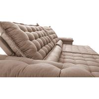 Sofá Retrátil e Reclinável 2,35m Molas Ensacadas Cama inBox Big Space com Bordado 3D Velusoft Bege