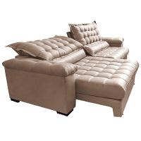 Sofá Retrátil e Reclinável 2,35m Molas Ensacadas Cama inBox Big Space com Bordado 3D Velusoft Bege - 7