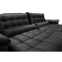 Sofá Retrátil e Reclinável 2,32m com Molas Ensacadas Cama inBox Aconchego Tecido Suede Preto