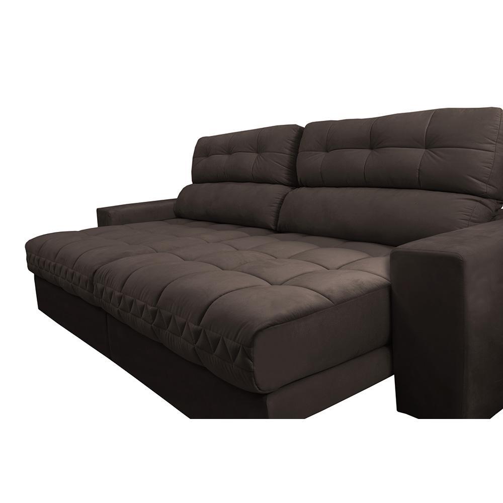 Sofá Retrátil e Reclinável 2,32m Molas Ensacadas Cama inBox Brasil Velusoft Café - 4