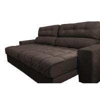 Sofá Retrátil e Reclinável 2,32m Molas Ensacadas Cama inBox Brasil Velusoft Café