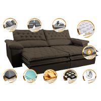 Sofá Retrátil e Reclinável 2,32m Molas Ensacadas Cama inBox Alemanha com Espuma Viscoelástico Velusoft Café - 3