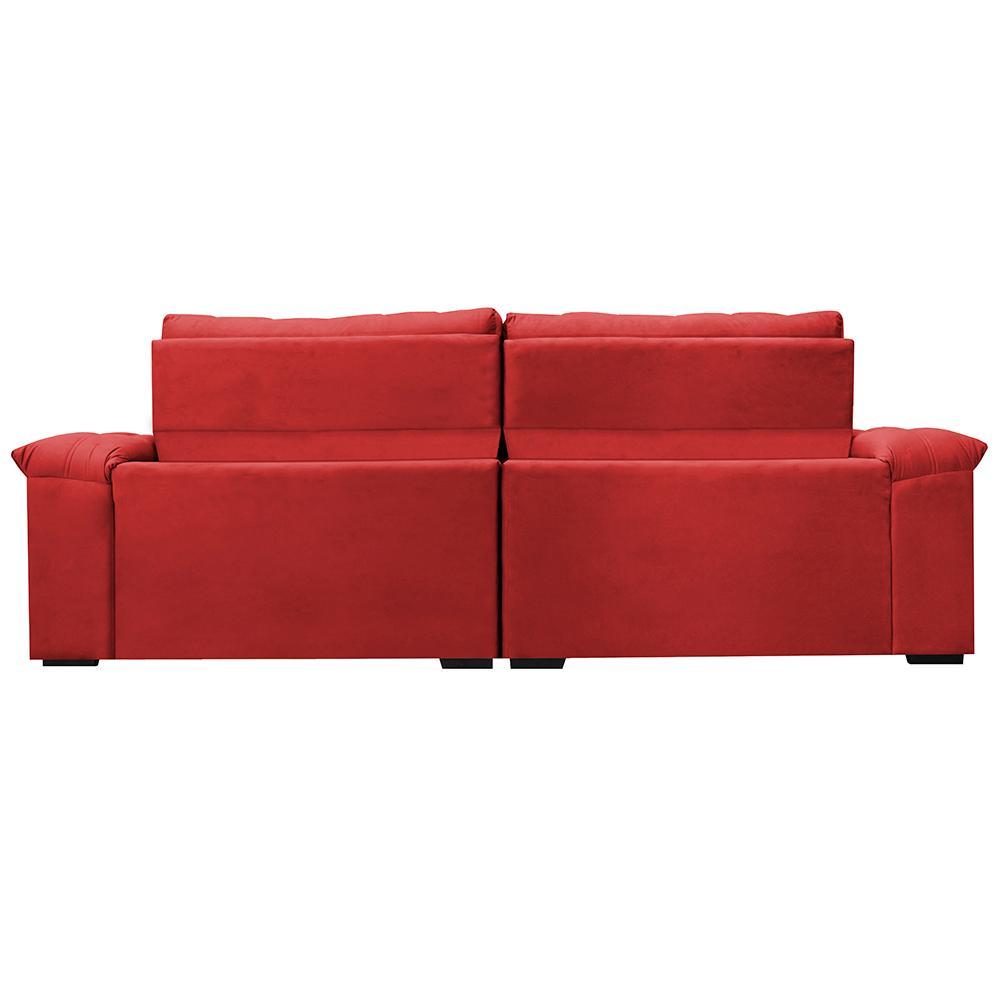 Sofá Retrátil e Reclinável 2,35m Molas Ensacadas Cama inBox Big Home com Bordado Velusoft Vermelho - 6