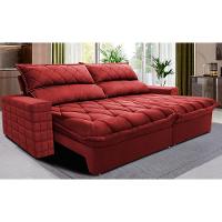 Sofá Retrátil e Reclinável 2,35m Molas Ensacadas Cama inBox Elegance com ThermoGel Velusoft Vermelho - 1