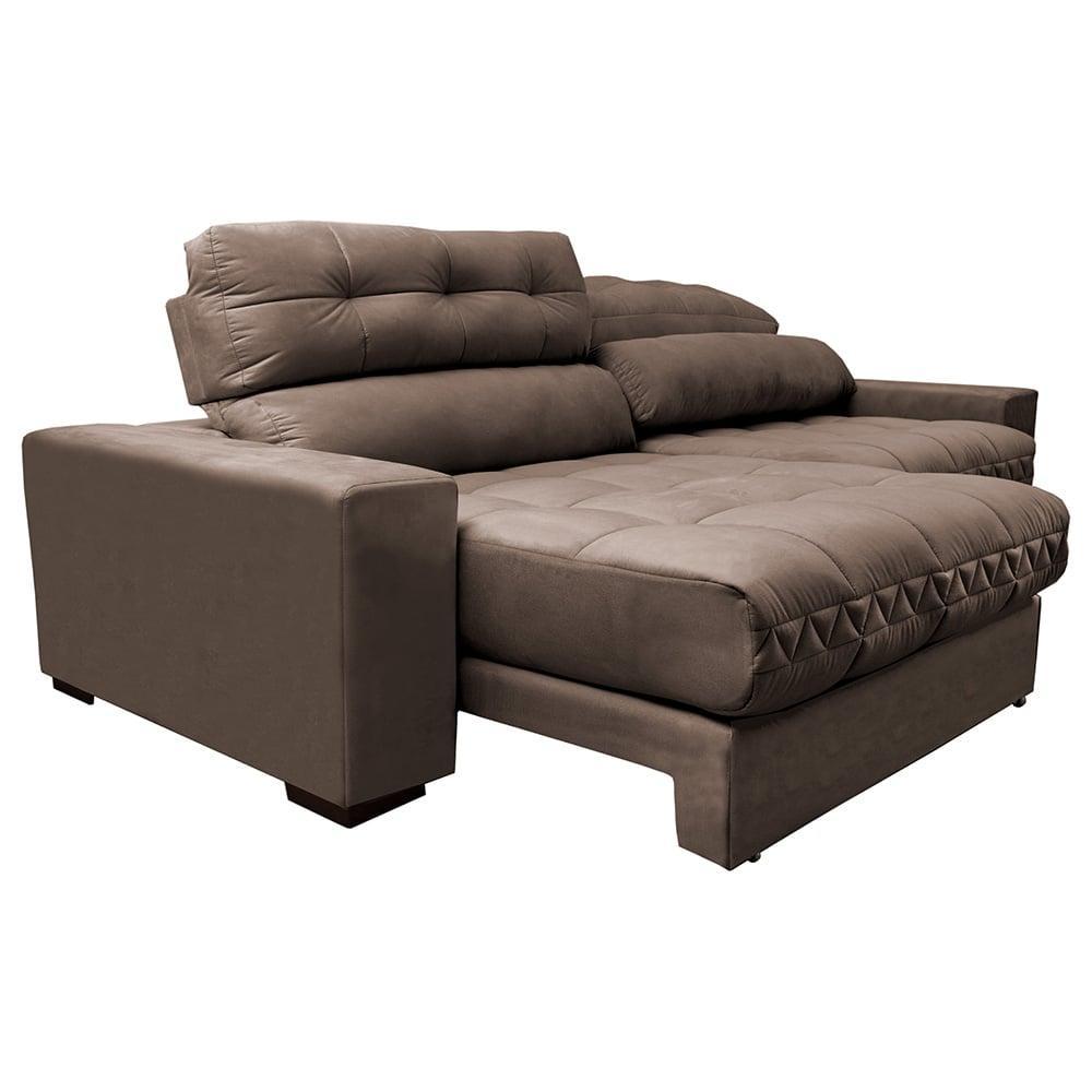 Sofá Retrátil e Reclinável 2,32m Molas Ensacadas Cama inBox Brasil Velusoft Castor - 7