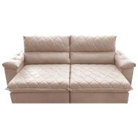 Sofá Retrátil e Reclinável 2,35m Molas Ensacadas Cama inBox Big Home com Bordado 3D Velusoft Bege - 5