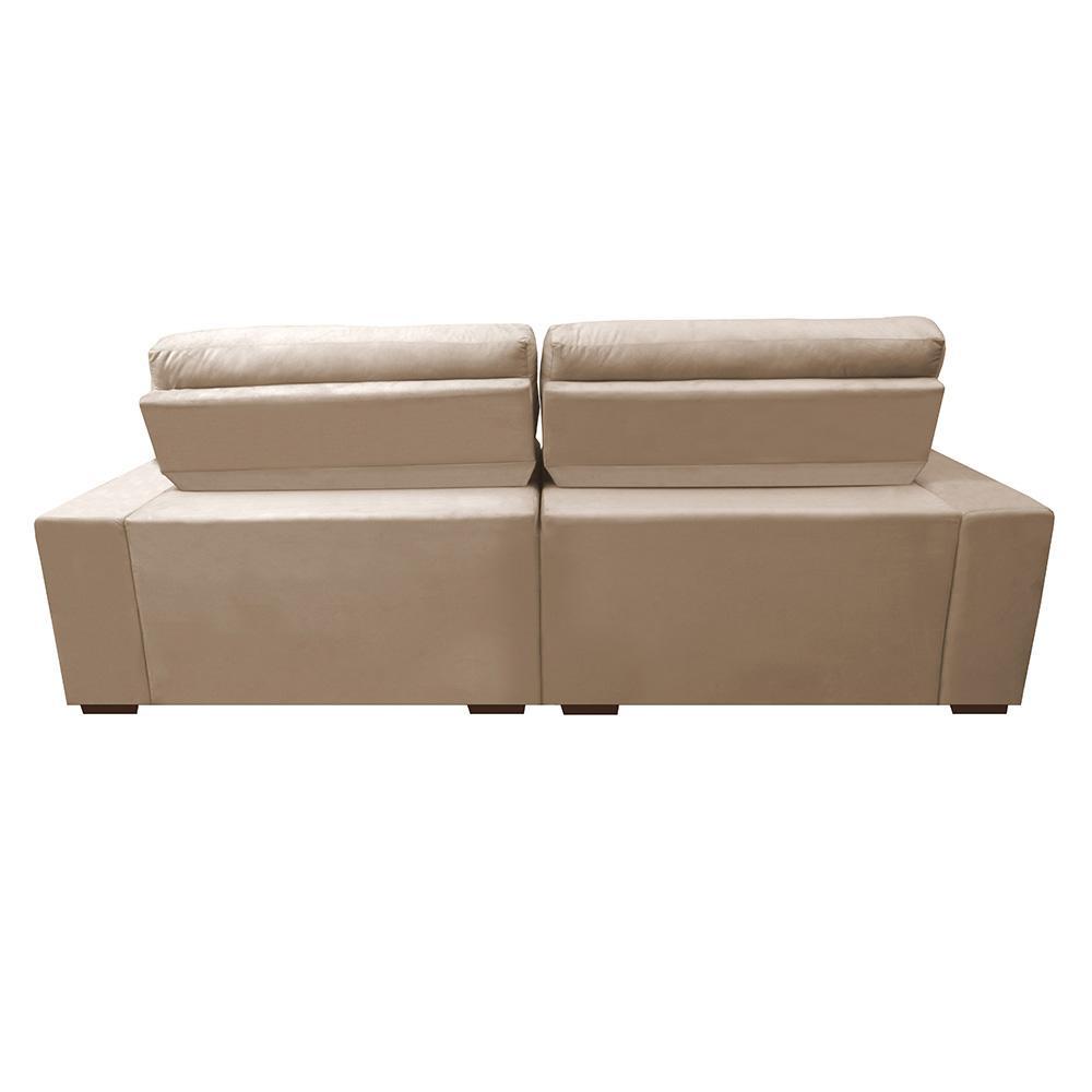 Sofá Retrátil e Reclinável 2,32m Molas Ensacadas Cama inBox Brasil Velusoft Bege - 6