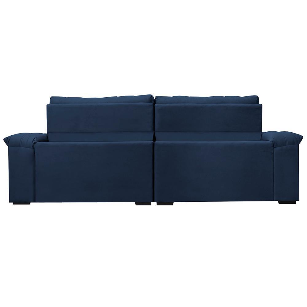 Sofá Retrátil e Reclinável 2,35m Molas Ensacadas Cama inBox Big Home com Bordado 3D Velusoft Azul - 6