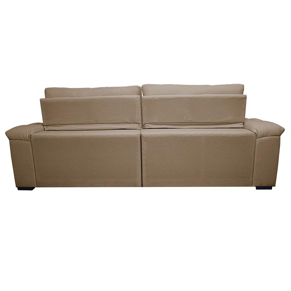 Sofá Retrátil e Reclinável 2,35m Molas Ensacadas Cama inBox Big Home com Bordado 3D Linho Bege Escuro - 6
