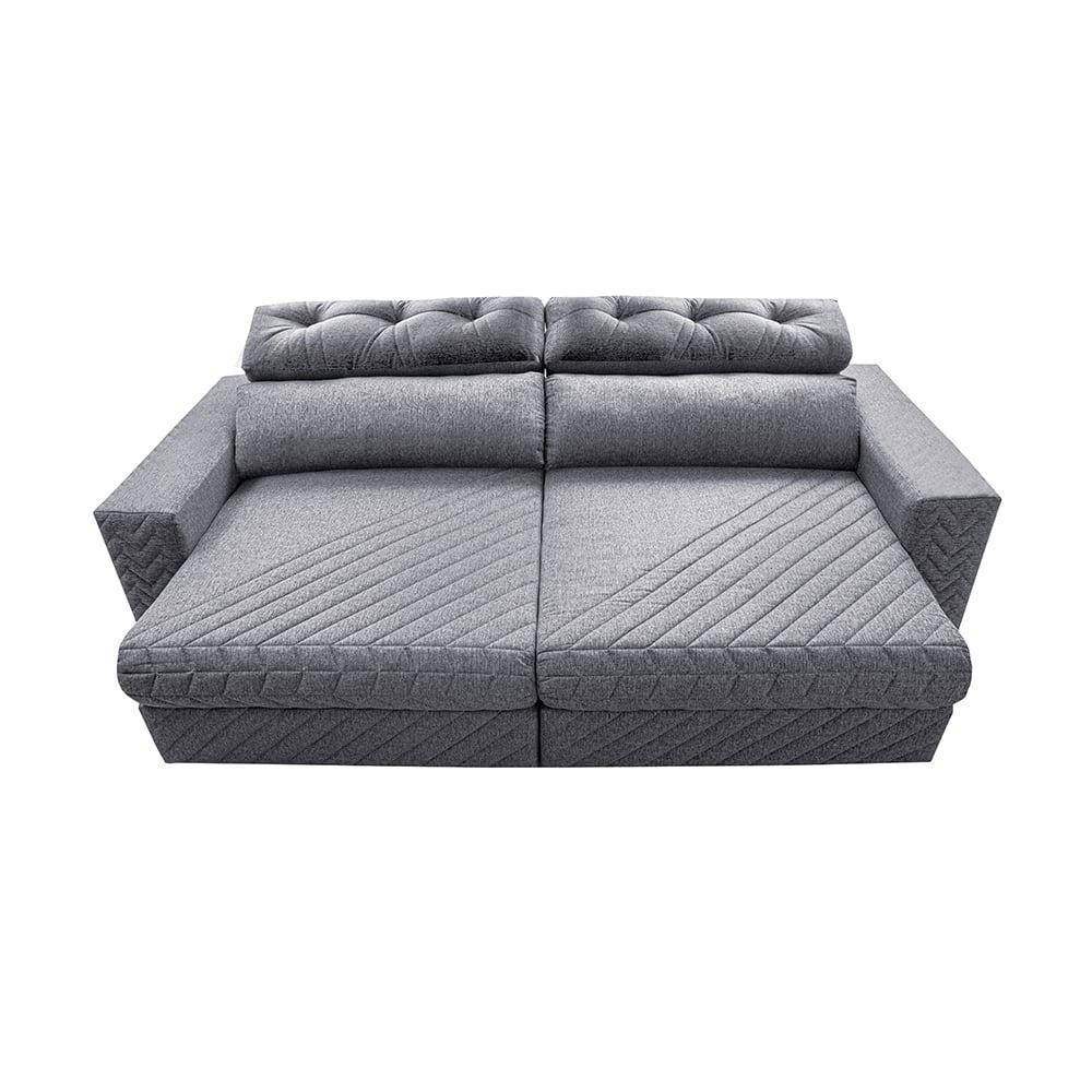 Sofá Retrátil e Reclinável 2,35m Molas Ensacadas Cama inBox Style Thermo Gel Linho Cinza Claro - 5
