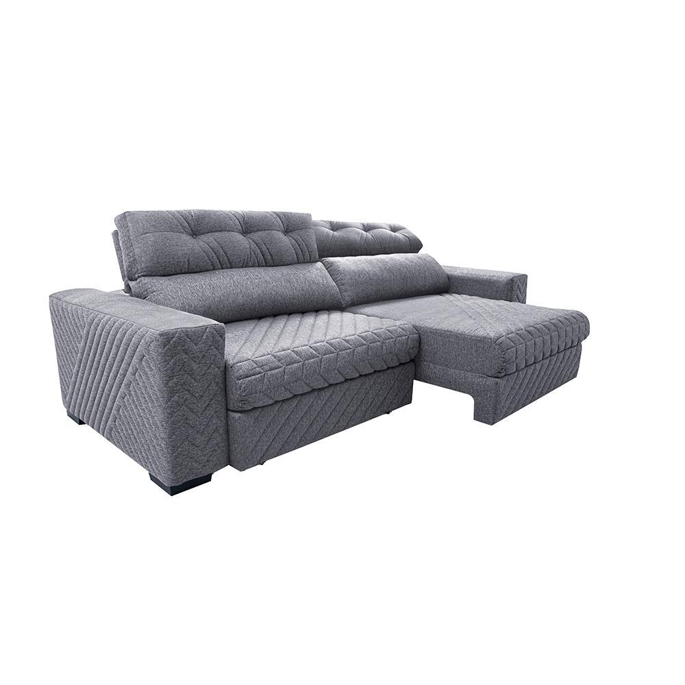 Sofá Retrátil e Reclinável 2,35m Molas Ensacadas Cama inBox Style Thermo Gel Linho Cinza Claro - 7