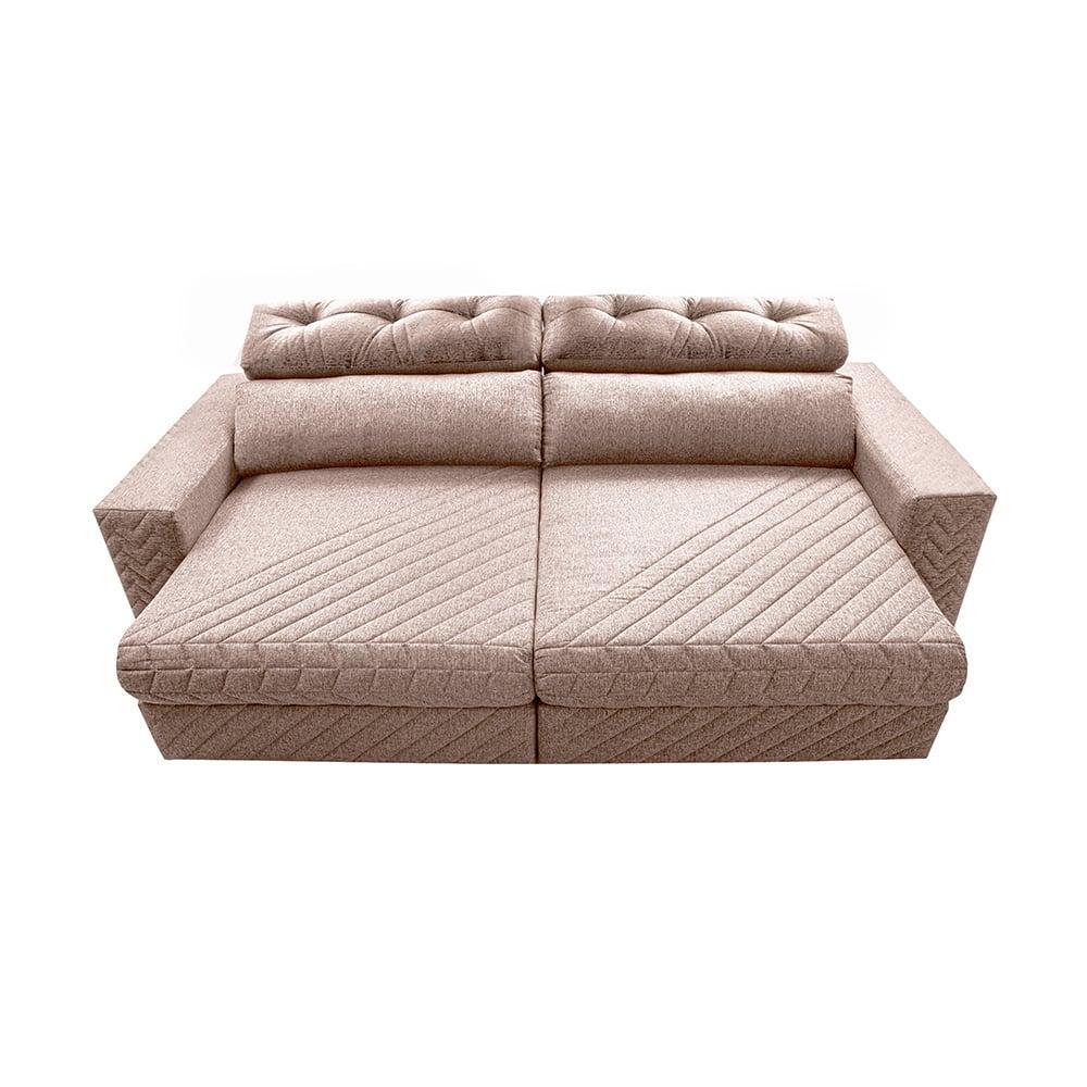 Sofá Retrátil e Reclinável 2,35m Molas Ensacadas Cama inBox Style Thermo Gel Linho Bege Escuro - 5