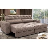 Sofá Retrátil e Reclinável 2,35m Molas Ensacadas Cama inBox Style Thermo Gel Linho Bege Escuro - 1