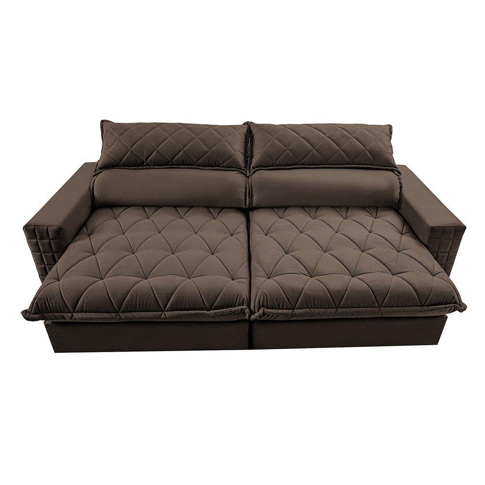 Sofá Retrátil e Reclinável 2,35m Molas Ensacadas Cama inBox Elegance com ThermoGel Velusoft Café - 5
